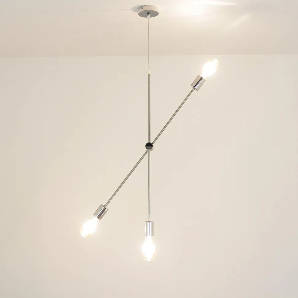 Metall Pendelleuchte in Nickel Retro verstellbar