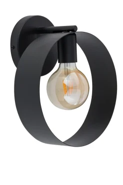 Metall Wandlampe Schwarz Ring Design E27 H:29 cm