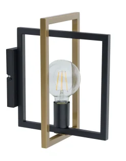 Metall Wandleuchte Schwarz Gold Modern E27 T:28 cm