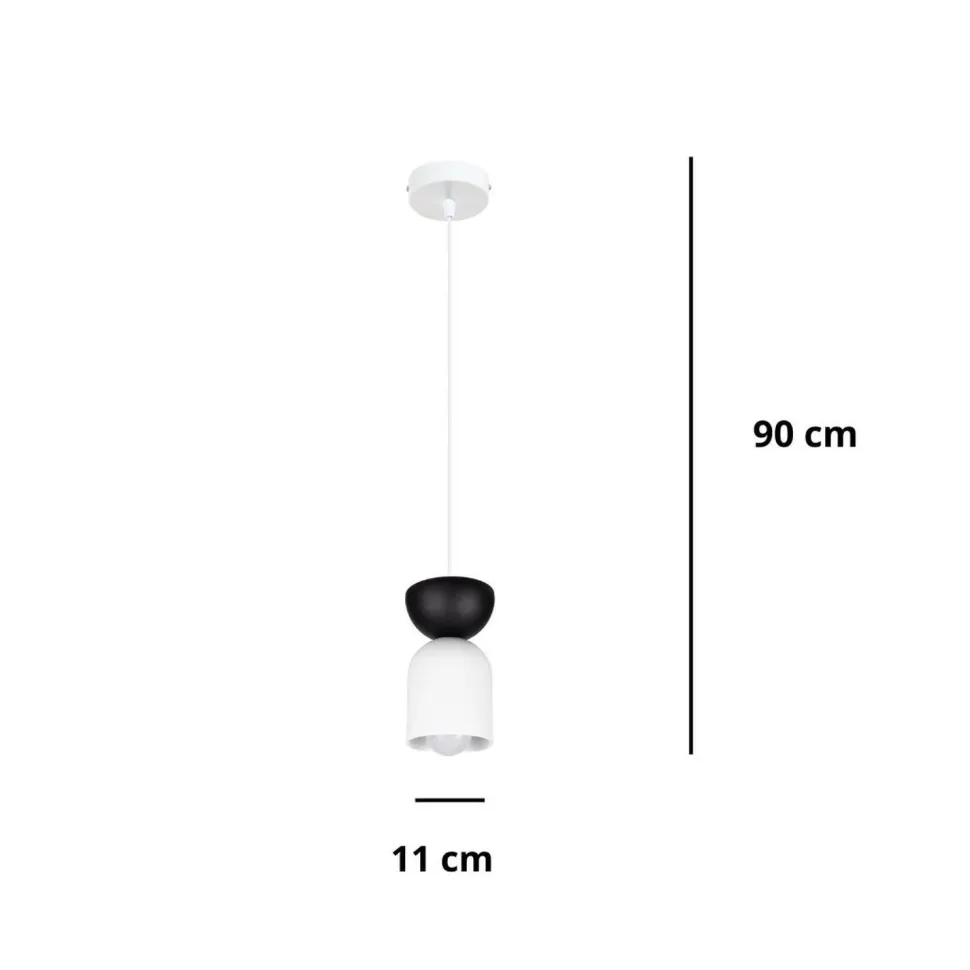 Minimalistische Hängelampe Weiß Schwarz E27 Ø11 cm rund