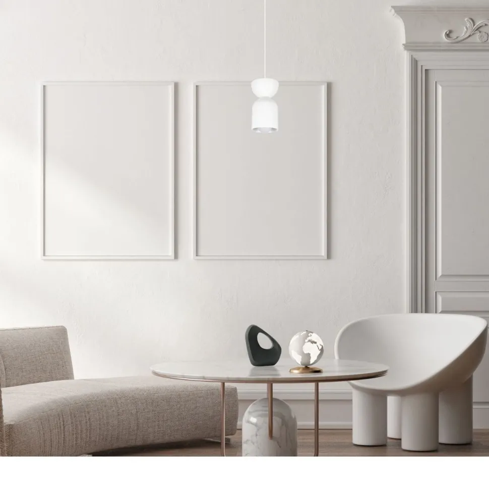 Minimalistische Hängelampe Weiß Zeitlos E27 Ø11 cm rund