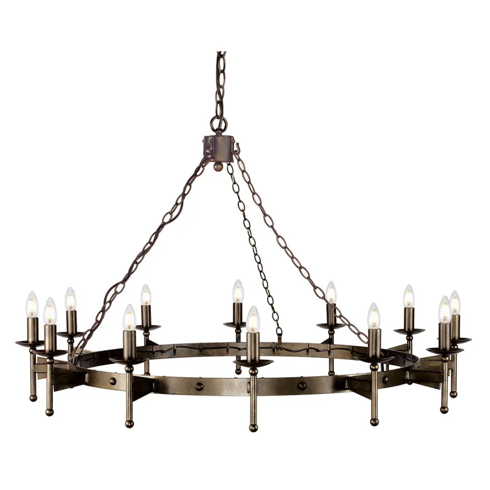 Mittelalterlicher Kronleuchter Schmiedeeisen groß Ø1,3m