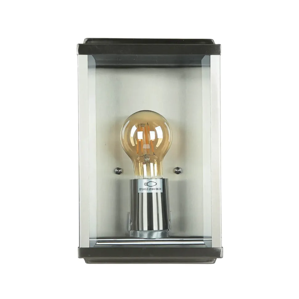 Moderne eckige Außenwandleuchte E27 Silber satiniert