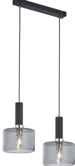 Moderne Hängelampe Glas Rauchgrau 2-flammig L:52cm