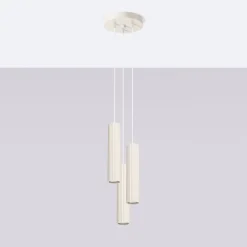 Moderne Hängelampe in Creme 3-flammig GU10 schmal Ø 19,5 cm