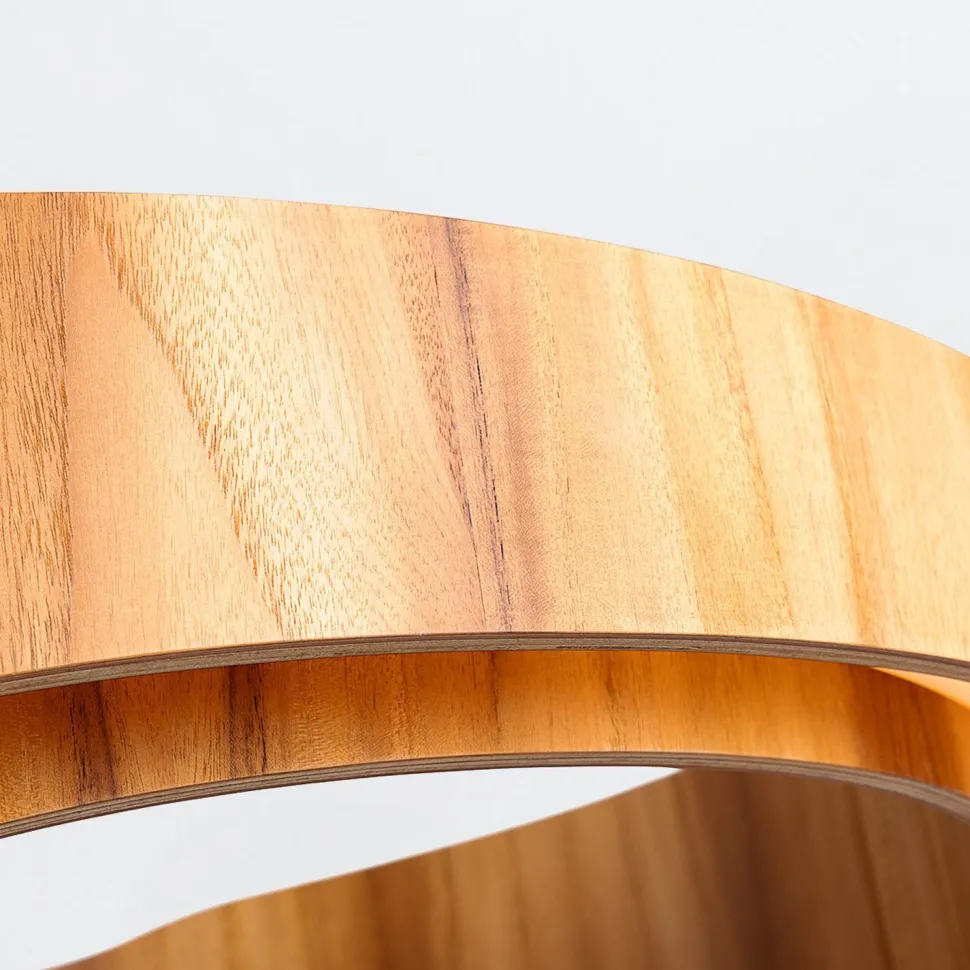 Moderne Hängelampe LED rund Ø 80 cm groß Teak Holz Furnier