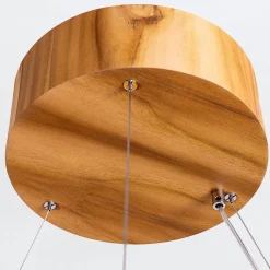 Moderne Hängelampe LED rund Ø 80 cm groß Teak Holz Furnier