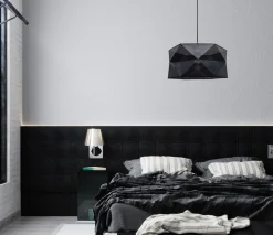 Moderne Hängelampe Stoff blendarm E27 L:70 Schwarz