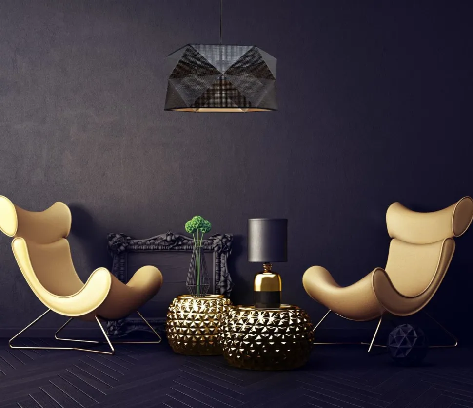 Moderne Hängelampe Stoffschirm wohnlich E27 L:70