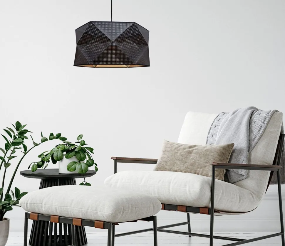 Moderne Hängelampe Stoffschirm wohnlich E27 L:70