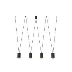 Moderne Hängeleuchte Schwarz Gold L: max. 2 m 4x GU10