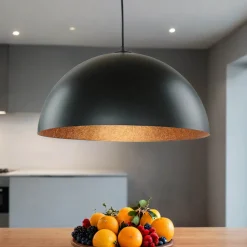 Moderne Hängeleuchte Schwarz Kupfer Ferra