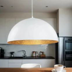 Moderne Hängeleuchte Weiß Gold Ferra