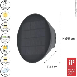 Moderne LED Solar-Außenlampe Wand IP54 Dunkelgrau 5 W