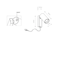 Moderne Leselampe Wand mit Schalter Kabel Weiß