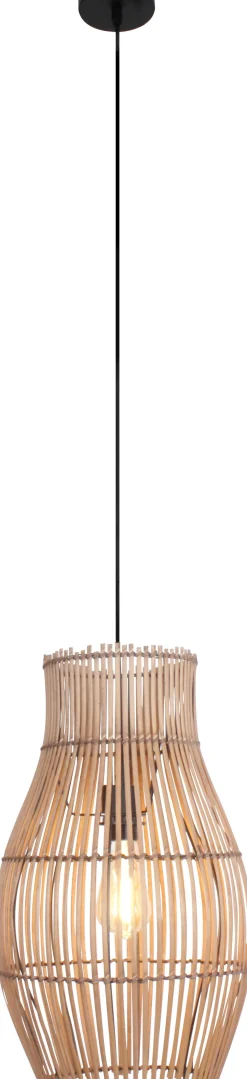 Moderne Pendelleuchte Bambus Natur Schwarz Ø30 cm E27