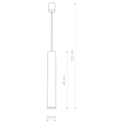 Moderne Pendelleuchte in silber 40/120 cm