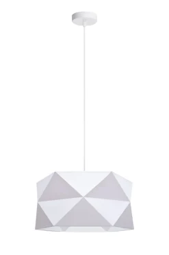 Moderne Pendelleuchte Stoff blendarm E27 L:70 Weiß