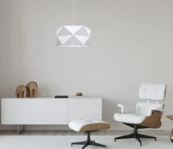 Moderne Pendelleuchte Stoff blendarm E27 L:70 Weiß