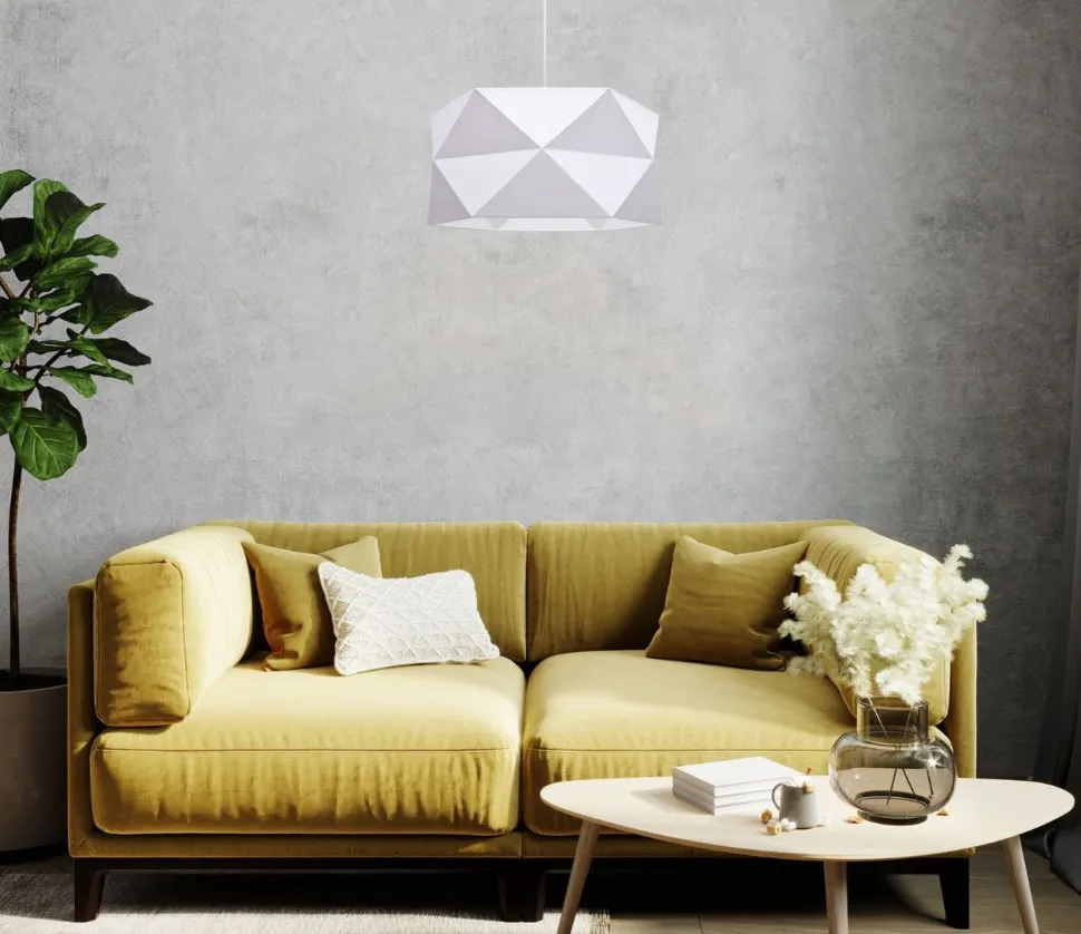 Moderne Pendelleuchte Stoff blendarm E27 L:70 Weiß