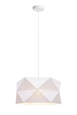 Moderne Pendelleuchte Stoff blendarm E27 L:70 Weiß Gold