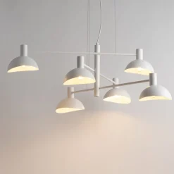 Moderne Pendelleuchte Weiß Metall E14 B:90 cm groß