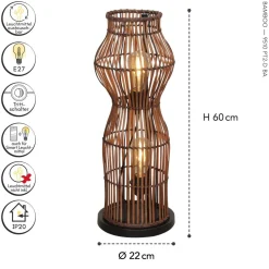 Moderne Stehlampe Bambus Natur Schwarz E27 60 cm klein