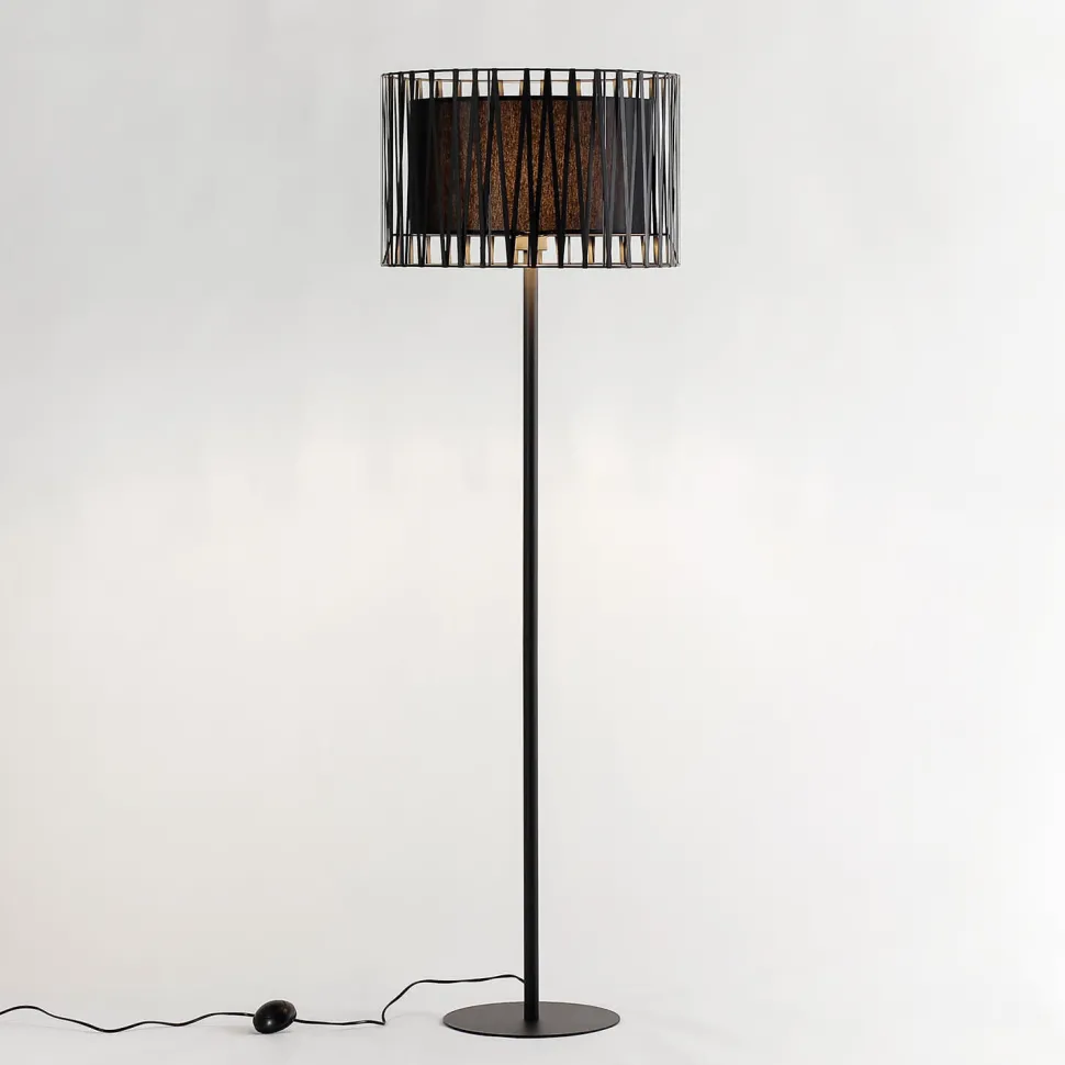 Moderne Stehlampe Schwarz Metall rund 145 cm