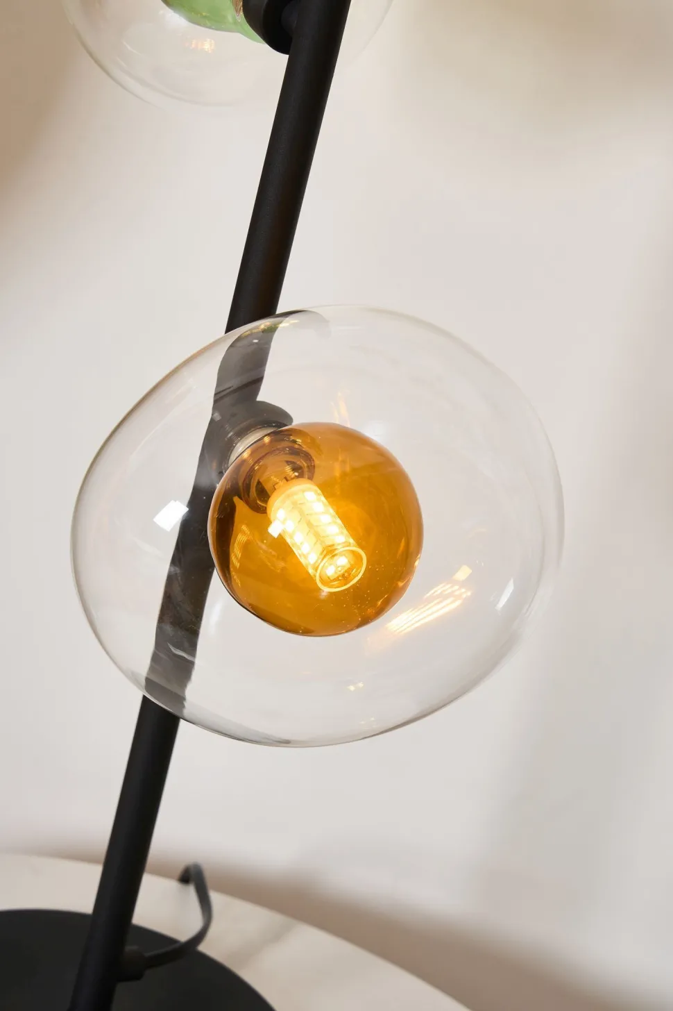 Moderne Tischlampe Glas Kugeln Grün Bernstein G9 48 cm