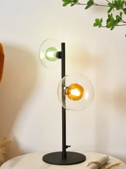 Moderne Tischlampe Glas Kugeln Grün Bernstein G9 48 cm