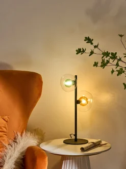 Moderne Tischlampe Glas Kugeln Grün Bernstein G9 48 cm