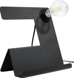 Moderne Tischleuchte mit Ablage Schwarz Metall für E27