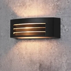 Moderne Wandaußenleuchte in grau mit Lamellen