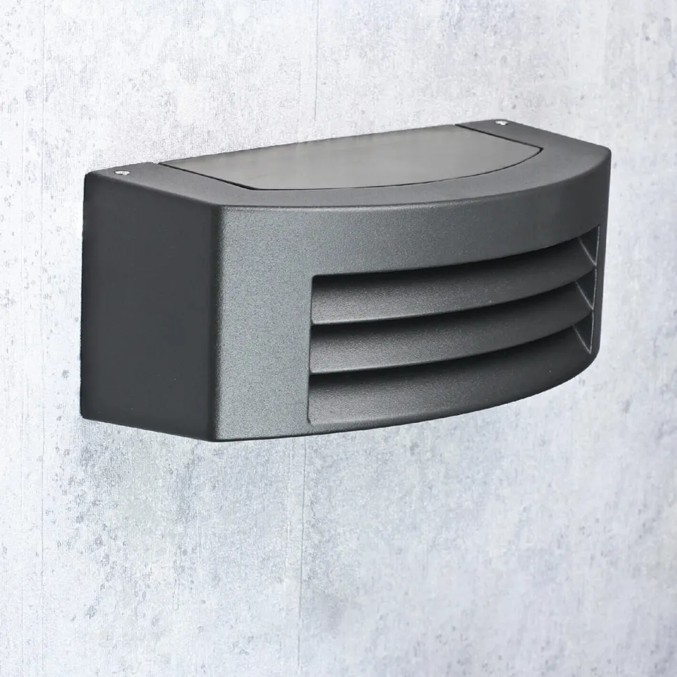 Moderne Wandaußenleuchte in grau mit Lamellen