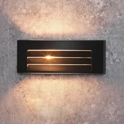 Moderne Wandaußenleuchte in grau mit Lamellen