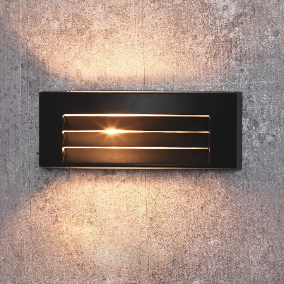 Moderne Wandaußenleuchte in grau mit Lamellen