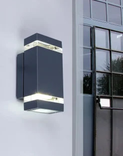 Moderne Wandlampe Up Down Anthrazit IP44 GU10 B:11 cm