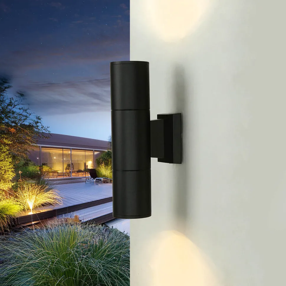 Moderne Wandleuchte Schwarz Up Down IP54 Outdoor