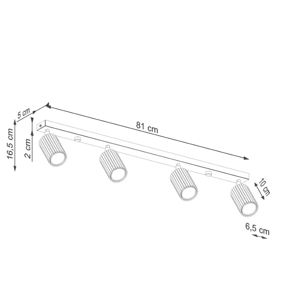 Moderner Deckenstrahler 4-flammig GU10 B: 81 cm in Creme
