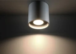 Moderner runder Aufbaustrahler RODA grau