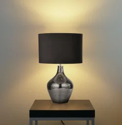 Nachttischlampe Braun E27 53,5 cm Ø 30 cm Glas Wildleder