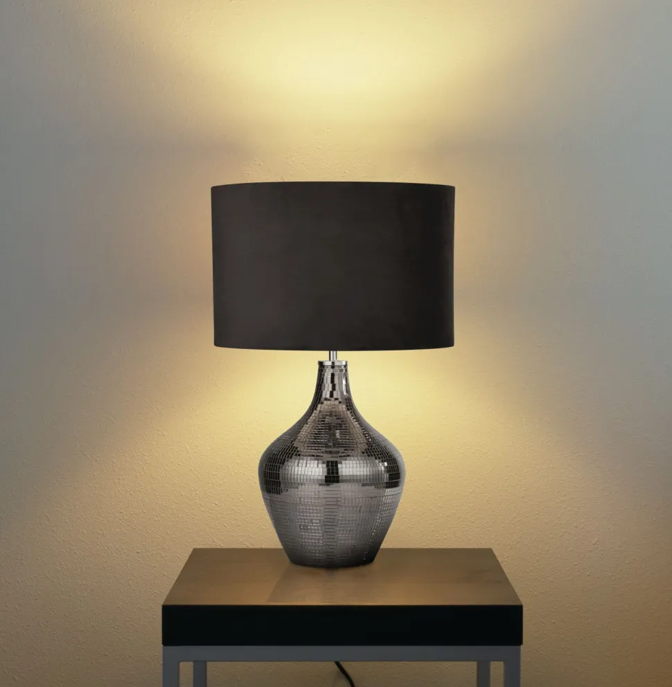 Nachttischlampe Braun E27 53,5 cm Ø 30 cm Glas Wildleder