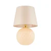 Nachttischlampe Glas Stoff 60 cm Klassisch E27 Ecru Beige