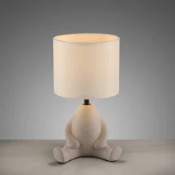 NachtTischlampe Keramik Stoff sitzendes Männchen 32 cm