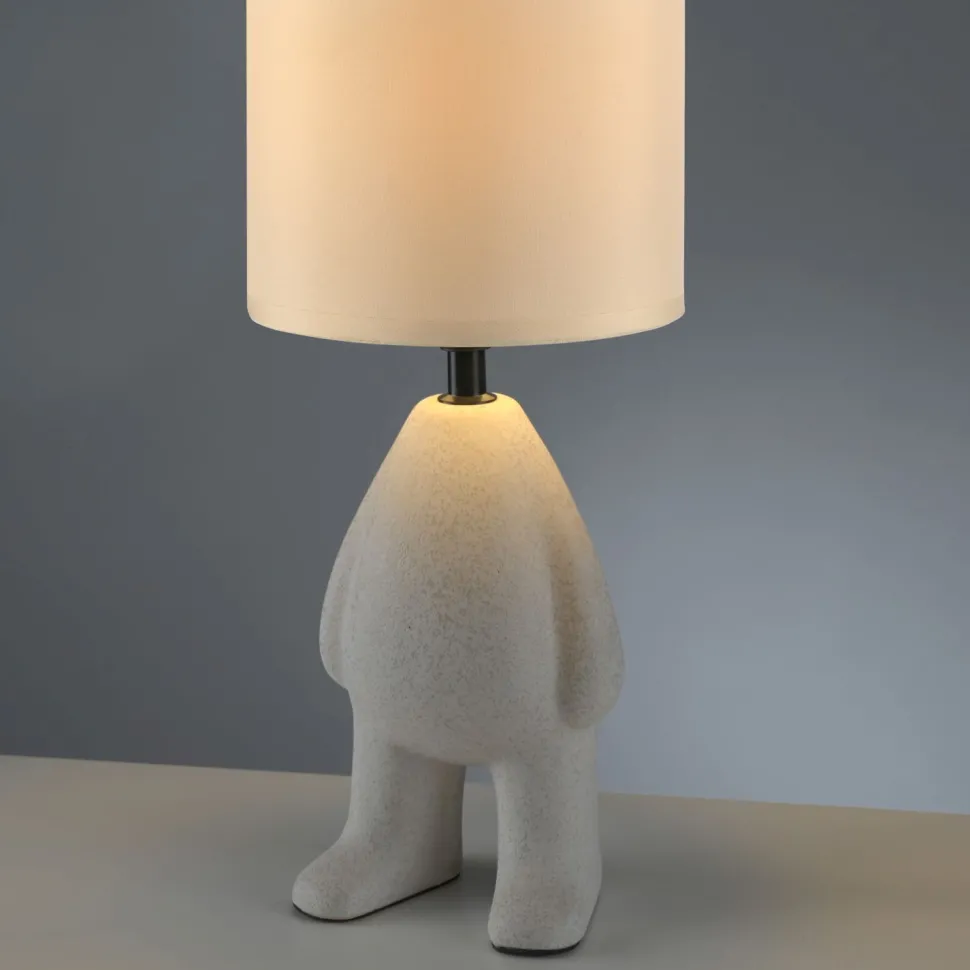 NachtTischlampe Keramik Stoff Teddy 38 cm E27 blendarm