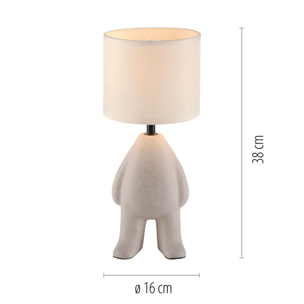 NachtTischlampe Keramik Stoff Teddy 38 cm E27 blendarm