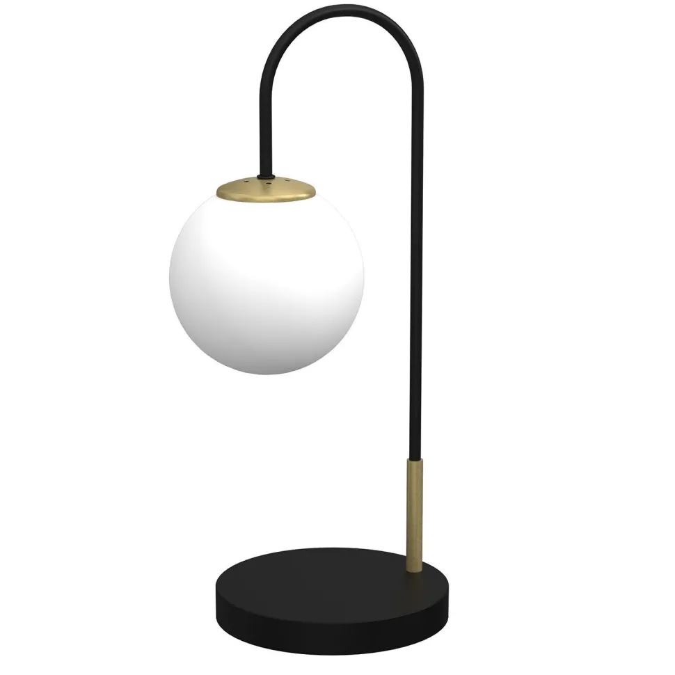 Nachttischlampe Metall Glas 52 cm Schwarz Weiß Messing