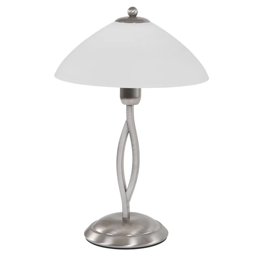 Nachttischlampe Metall Glas in Stahl Weiß E27 45 cm