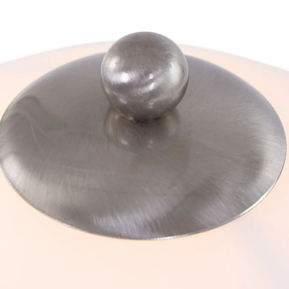 Nachttischlampe Metall Glas in Stahl Weiß E27 45 cm