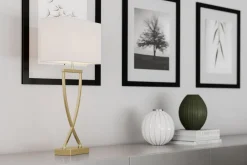 Nachttischlampe Metall Stoff 52 cm Chrom Weiß E27